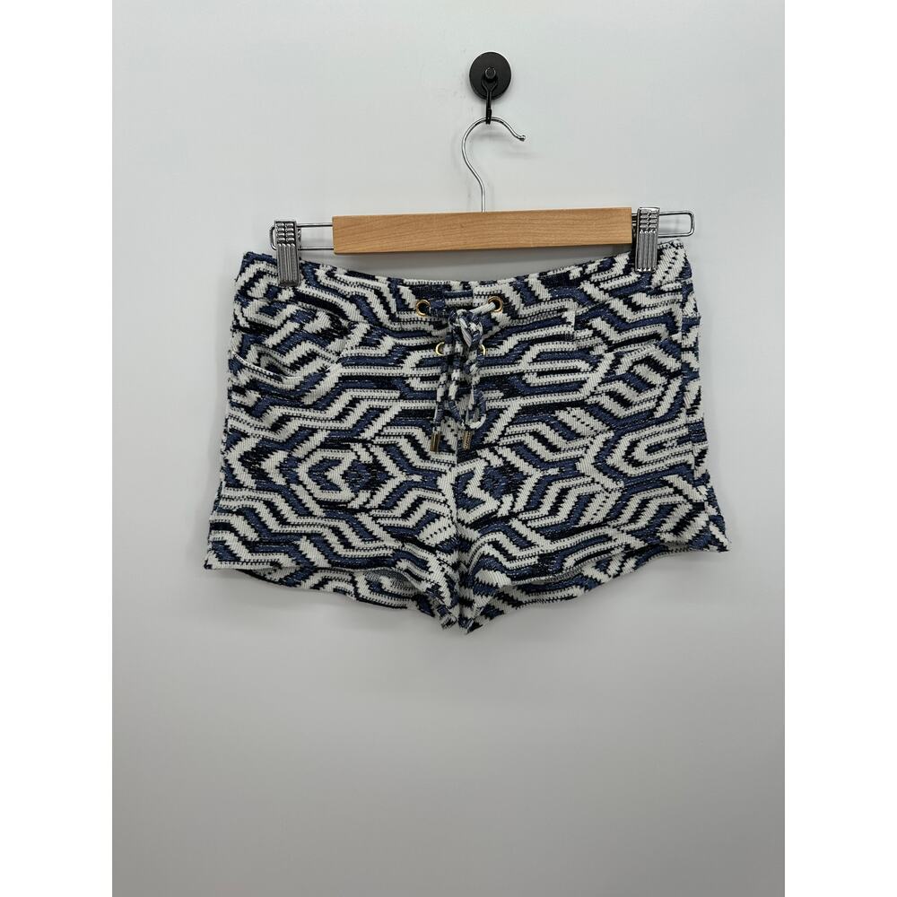 Melissa Odabash Womens Blue White Geometric Knit Shorts Size M Coverup AS17